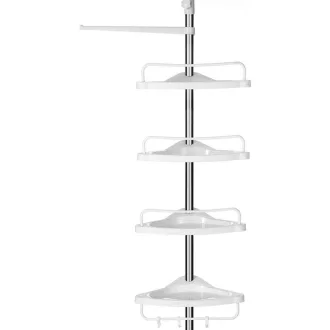 SONGMICS Állítható Fürdőszobai Sarokpolc, Teleszkópos Zuhanykabin Polc, 95-300 cm, Padlótól