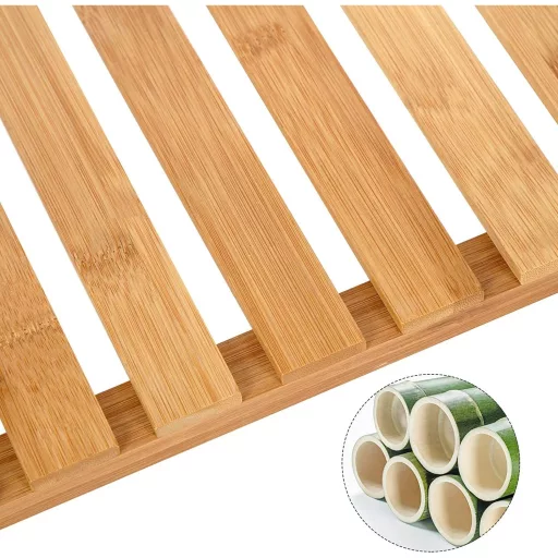 SONGMICS BCB33Y Bambusz Polc Egység a Fürdőszobába/Konyhába/Cipőtartó, 60 x 26 x 66 cm