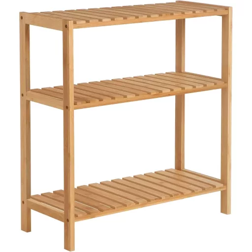 SONGMICS BCB33Y Bambusz Polc Egység a Fürdőszobába/Konyhába/Cipőtartó, 60 x 26 x 66 cm