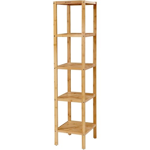 SONGMICS 5 szintes bambusz fürdőszobai polc, álló konyhai állvány, 33 x 33 x 146 cm (H x Sz x