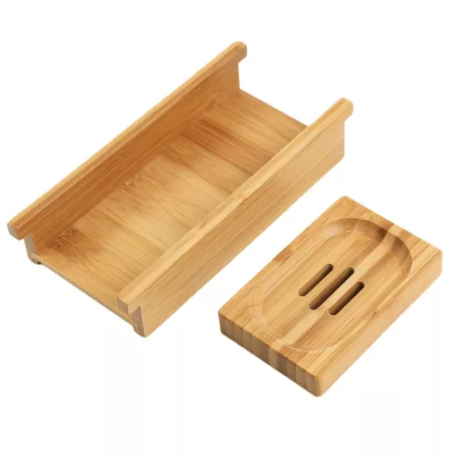 SONGMICS BCB88Y Kihúzható Bambusz Fürdőpolc Ital-, Könyv- és Szappantartóval 75-109 x 4,5 x