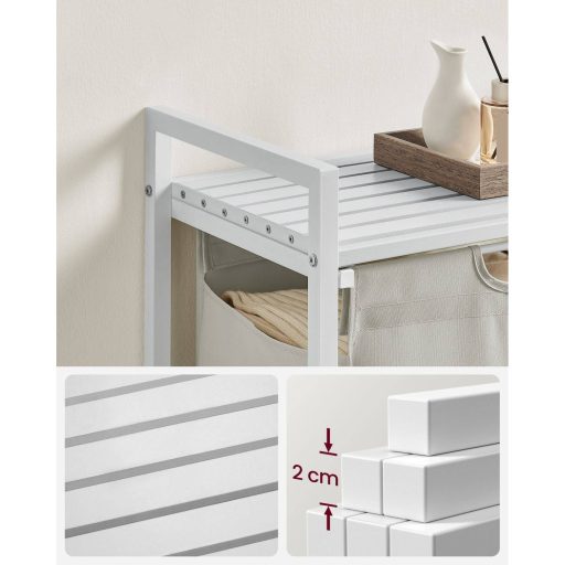 VASAGLE Szennyestartó Kosár, Szennyestartó, Kihúzható és Kivehető Szennyestáska, Polc, Fém