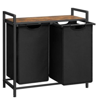 VASAGLE Szennyestartó, Szennyestartó, 2 könnyen kihúzható és eltávolítható Oxford szövet