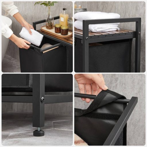 VASAGLE Szennyestartó, Szennyestartó, 2 könnyen kihúzható és eltávolítható Oxford szövet