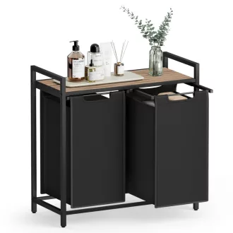   Szennyestartó, 2 rekeszes, kihúzható és levehető zsákkal, fém keret, 2x46L