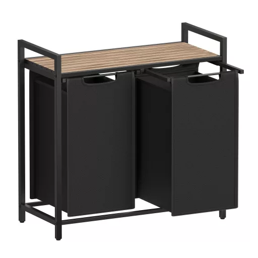 Szennyestartó, 2 rekeszes, kihúzható és levehető zsákkal, fém keret, 2x46L