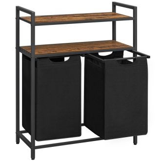 VASAGLE Szennyestartó Kosár, Szennyestartó, Szennyesszortírozó 2 Kihúzható és Kivehető