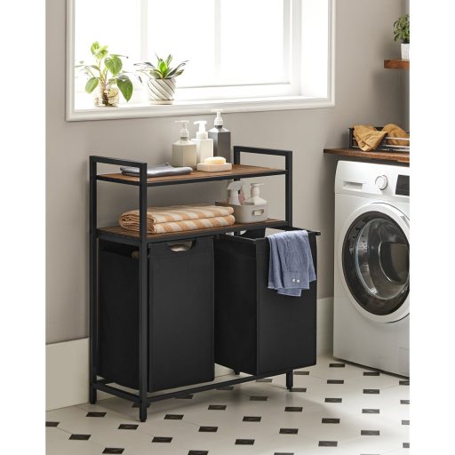 VASAGLE Szennyestartó Kosár, Szennyestartó, Szennyesszortírozó 2 Kihúzható és Kivehető