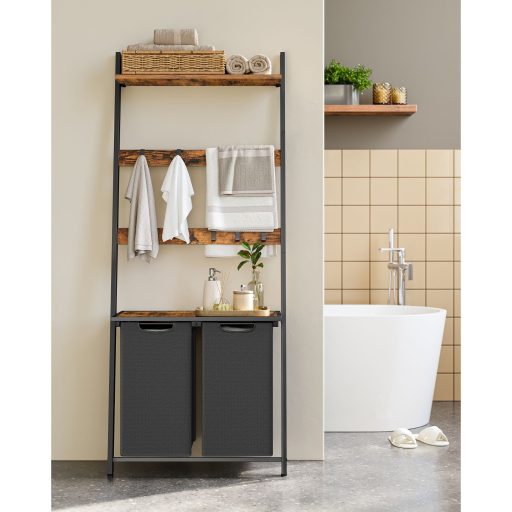 Görgesse az egeret a nagyításhoz VASAGLE Szennyestartó Kosár, 2 rekeszes szennyestartó