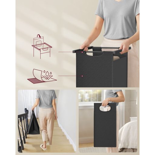 Görgesse az egeret a nagyításhoz VASAGLE Szennyestartó Kosár, 2 rekeszes szennyestartó