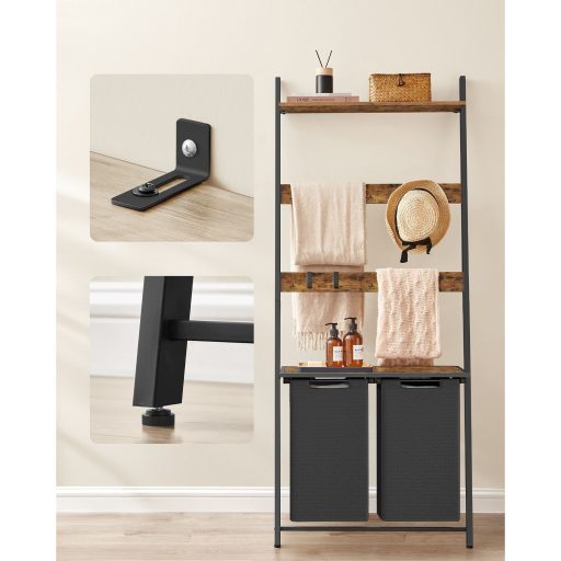 Görgesse az egeret a nagyításhoz VASAGLE Szennyestartó Kosár, 2 rekeszes szennyestartó