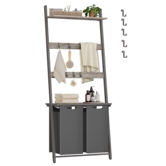 VASAGLE szennyestartó létrával, törölközőtartó szennyestartóval, 73 x 33 x 177 cm,