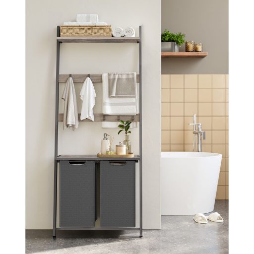 VASAGLE szennyestartó létrával, törölközőtartó szennyestartóval, 73 x 33 x 177 cm,