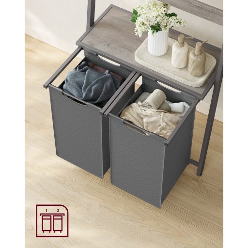 VASAGLE szennyestartó létrával, törölközőtartó szennyestartóval, 73 x 33 x 177 cm,