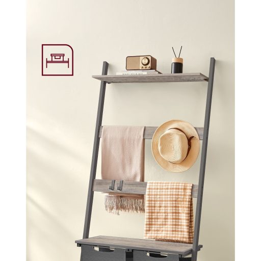 VASAGLE szennyestartó létrával, törölközőtartó szennyestartóval, 73 x 33 x 177 cm,