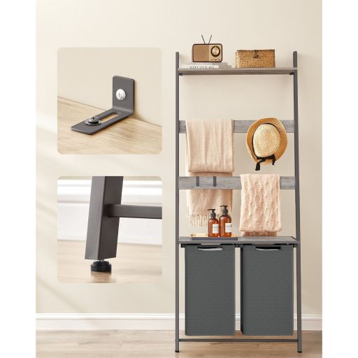 VASAGLE szennyestartó létrával, törölközőtartó szennyestartóval, 73 x 33 x 177 cm,