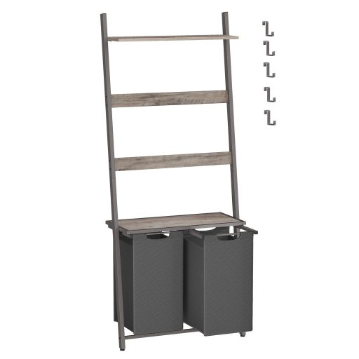 VASAGLE szennyestartó létrával, törölközőtartó szennyestartóval, 73 x 33 x 177 cm,