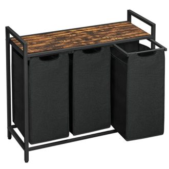 VASAGLE Szennyestartó Kosár, Szennyestartó, Szennyesszortírozó 3 Kihúzható és Kivehető