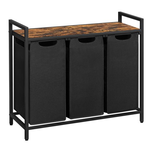 VASAGLE Szennyestartó Kosár, Szennyestartó, Szennyesszortírozó 3 Kihúzható és Kivehető