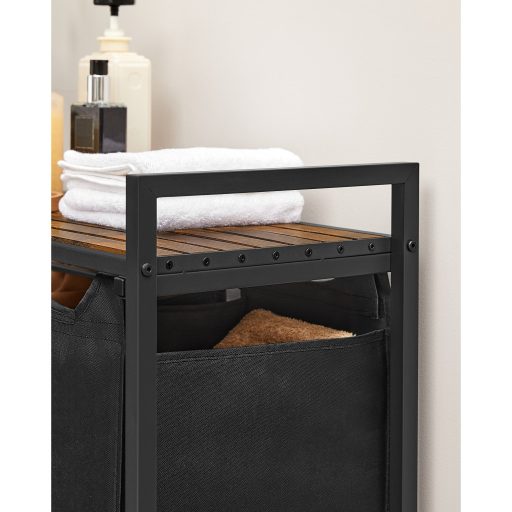 VASAGLE Szennyestartó Kosár, Szennyestartó, Szennyesszortírozó 3 Kihúzható és Kivehető