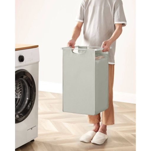 VASAGLE Szennyestartó Kosár, 3 Rekeszes Szennyestartó, Kihúzható és Kivehető