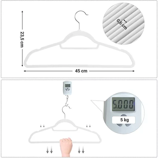 SONGMICS bársony vállfák, 50 darabos csomag, csúszásmentes ruhafogasok, 0,6 cm vastagságú,