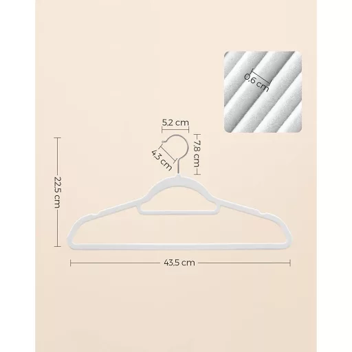 SONGMICS bársony vállfák, 50 darabos csomag, csúszásmentes ruhafogasok, 0,6 cm vastagságú,