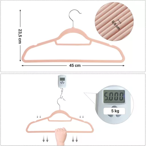 SONGMICS bársony, 50 darabos csomag, csúszásmentes ruhafogasok, 0,6 cm vastagságú,