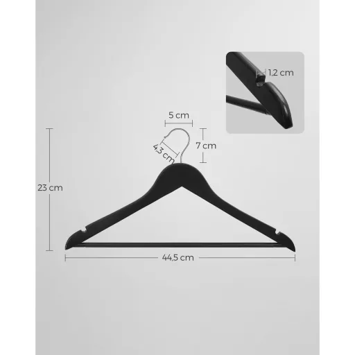 SONGMICS Fa Vállfák, 20 Darabos Készlet, Kabát Vállfák, Ruhavállfák, Vállhoronyokkal,