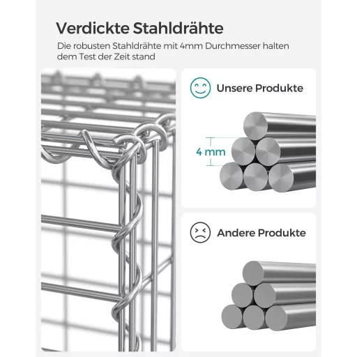 Gabion rács, galvanizált acél hálóval 100x50x30cm, Ezüst