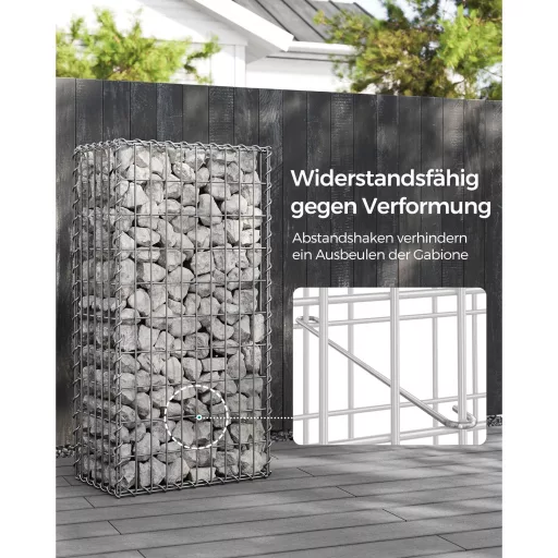 Gabion rács, galvanizált acél hálóval 100x50x30cm, Ezüst