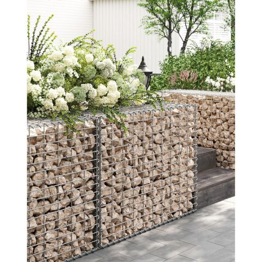 SONGMICS Gabion Kosár, Fém Gabion Karám 5 x 10 cm-es Hálóval Kövekhez, Horganyzott, Kerti