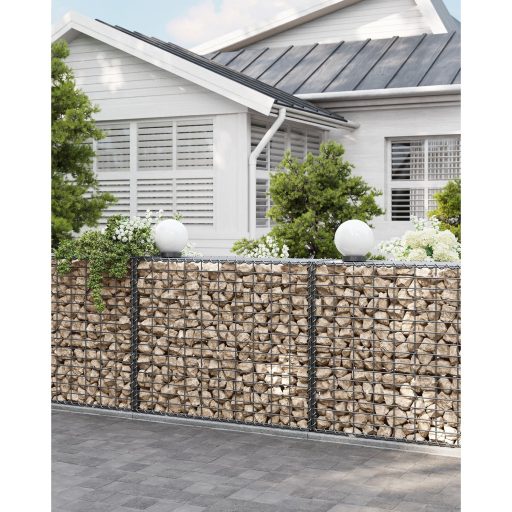 SONGMICS Gabion Kosár, Fém Gabion Karám 5 x 10 cm-es Hálóval Kövekhez, Horganyzott, Kerti