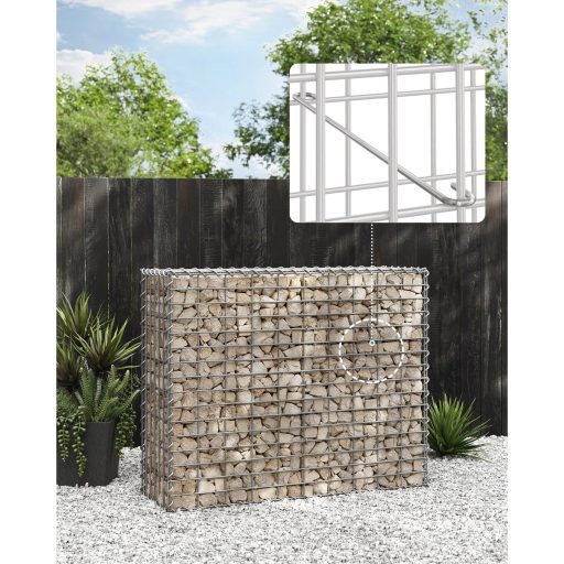 SONGMICS Gabion Kosár, Fém Gabion Karám 5 x 10 cm-es Hálóval Kövekhez, Horganyzott, Kerti