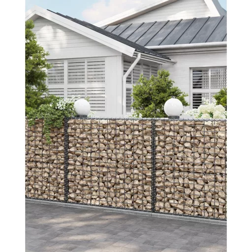 SONGMICS Gabion Kosár, Fém Gabion Karám 5 x 10 cm-es Hálóval Kövekhez, Horganyzott, Kerti