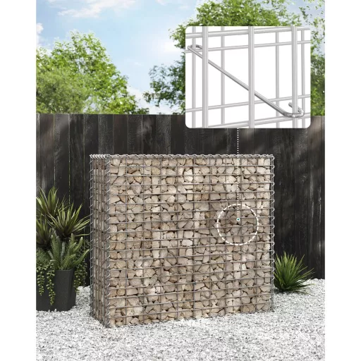 SONGMICS Gabion Kosár, Fém Gabion Karám 5 x 10 cm-es Hálóval Kövekhez, Horganyzott, Kerti