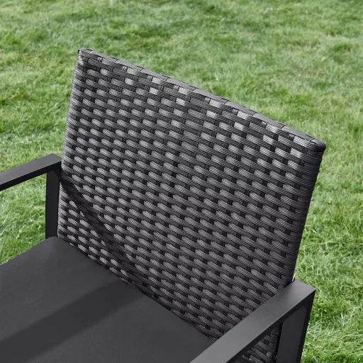 Kerti bútor szett, polyrattan, 2 szék és 1 asztal, fekete