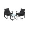 SONGMICS GGF010B05 Erkély Kerti Bútor Szett PE Polyrattan Lounge Szett Asztal és 2 Szék Terasz