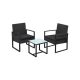 SONGMICS GGF010B05 Erkély Kerti Bútor Szett PE Polyrattan Lounge Szett Asztal és 2 Szék Terasz
