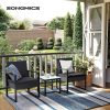 SONGMICS GGF010B05 Erkély Kerti Bútor Szett PE Polyrattan Lounge Szett Asztal és 2 Szék Terasz