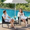 SONGMICS GGF010B05 Erkély Kerti Bútor Szett PE Polyrattan Lounge Szett Asztal és 2 Szék Terasz