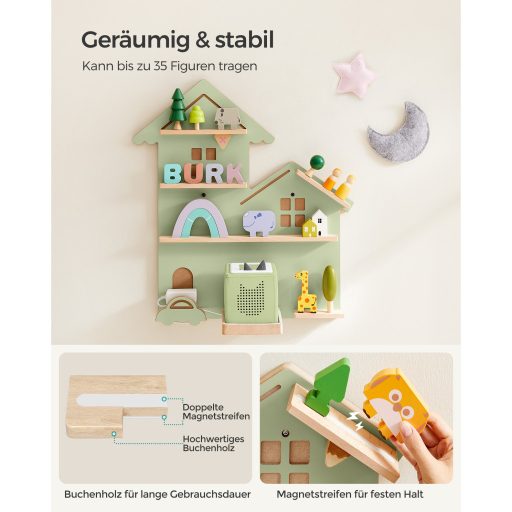 SONGMICS Toniebox Polc, Fali Polc 35 Figurához, Gyermek Polc, Könnyű Összeszerelés,
