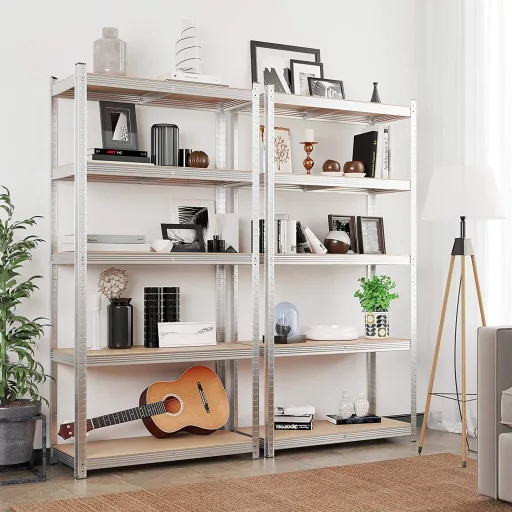 SONGMICS 5 szintes polcrendszer, 2 darabos készlet, acél polcok tároláshoz, szerszám nélküli