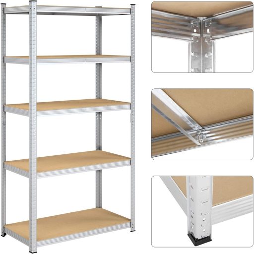 SONGMICS 5 szintes polcrendszer, acél polcrendszer tároláshoz, szerszám nélküli