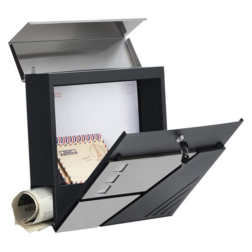 SONGMICS Postaláda, falra szerelhető levélszekrény betekintő ablakokkal, rozsdamentes