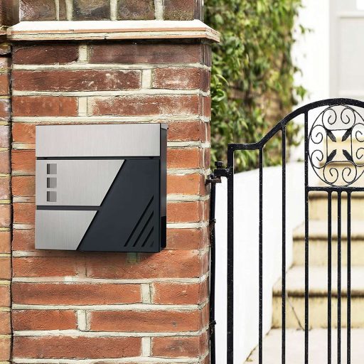 SONGMICS Postaláda, falra szerelhető levélszekrény betekintő ablakokkal, rozsdamentes