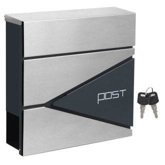 SONGMICS Modern Mailbox, zárható falra szerelhető levélszekrény újságtartóval, könnyen