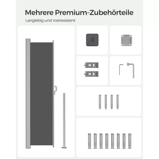 SONGMICS 180 x 300 cm (M x H), Oldalsó Napellenző Erkélyre és Teraszra, Magánélet Védelme,