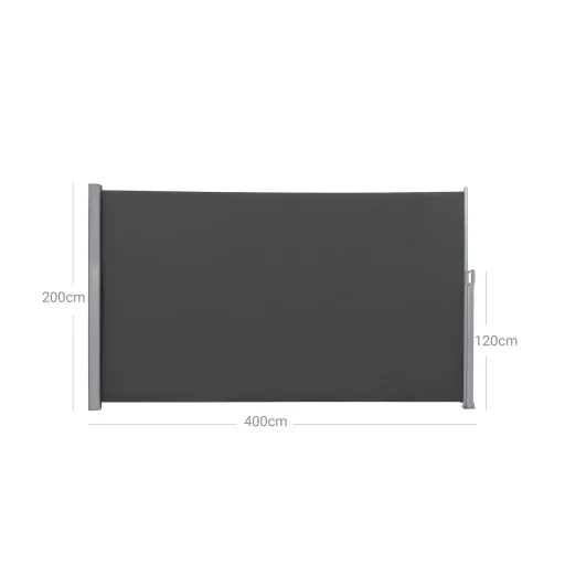SONGMICS 200 x 400 cm (M x H), Oldalsó Napellenző Erkélyre és Teraszra, Magánélet Védelme,