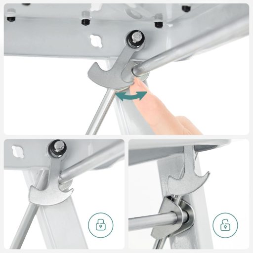 Songmics GSL12WT összecsukható létra 2 lépcsőfokkal, összecsukható rész, biztonsági